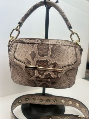 Henri Bendel Hasp Python Embossed Convertible Shoulder Crossbody Bag